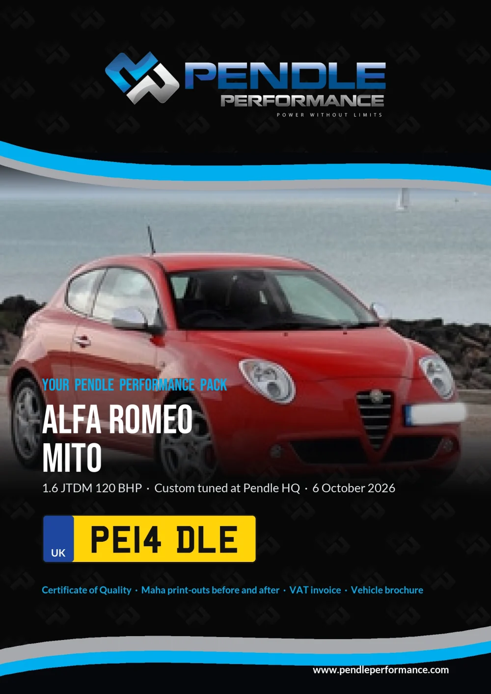 An example Pendle presentation pack for your MiTo - the front cover