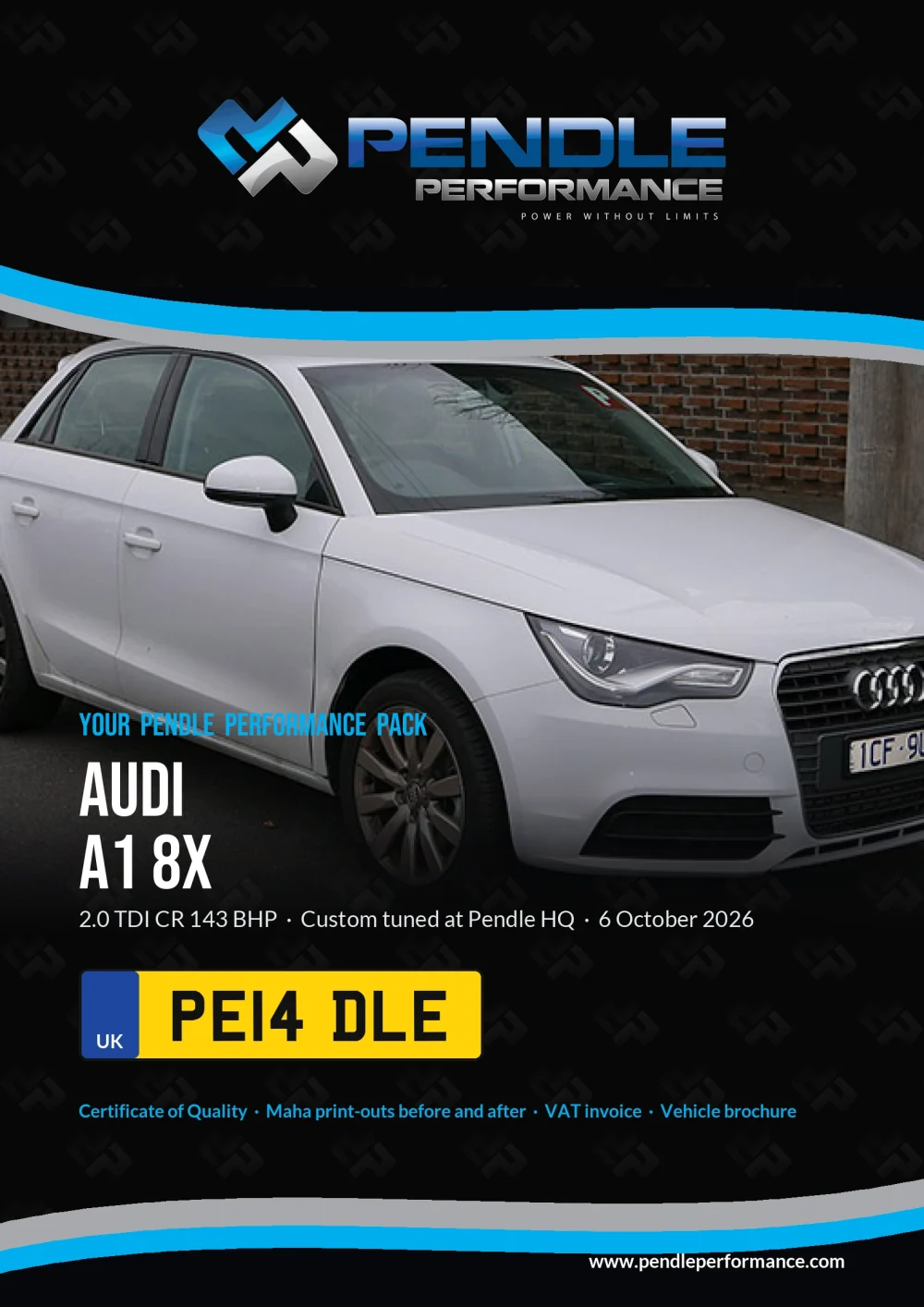 An example Pendle presentation pack for your A1 8X - the front cover