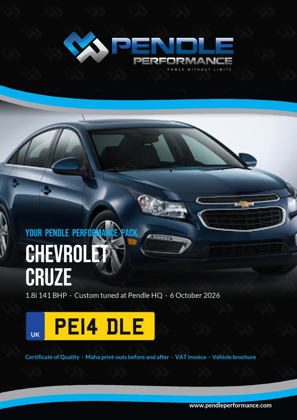 An example Pendle presentation pack for your Cruze - the front cover