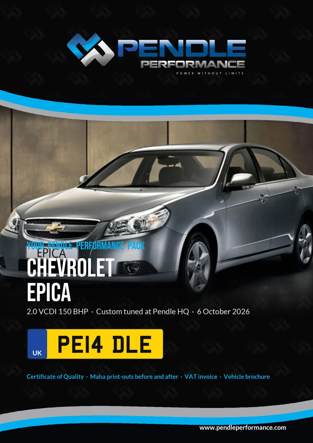 An example Pendle presentation pack for your Epica - the front cover