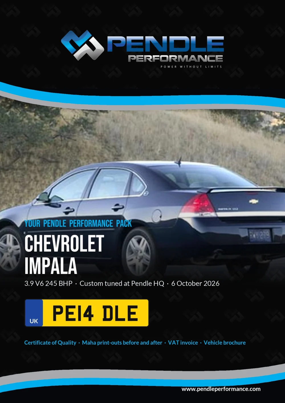 An example Pendle presentation pack for your Impala - the front cover