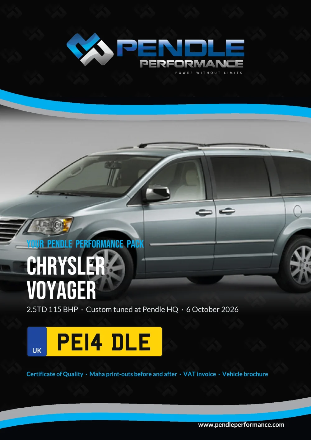 An example Pendle presentation pack for your Voyager - the front cover