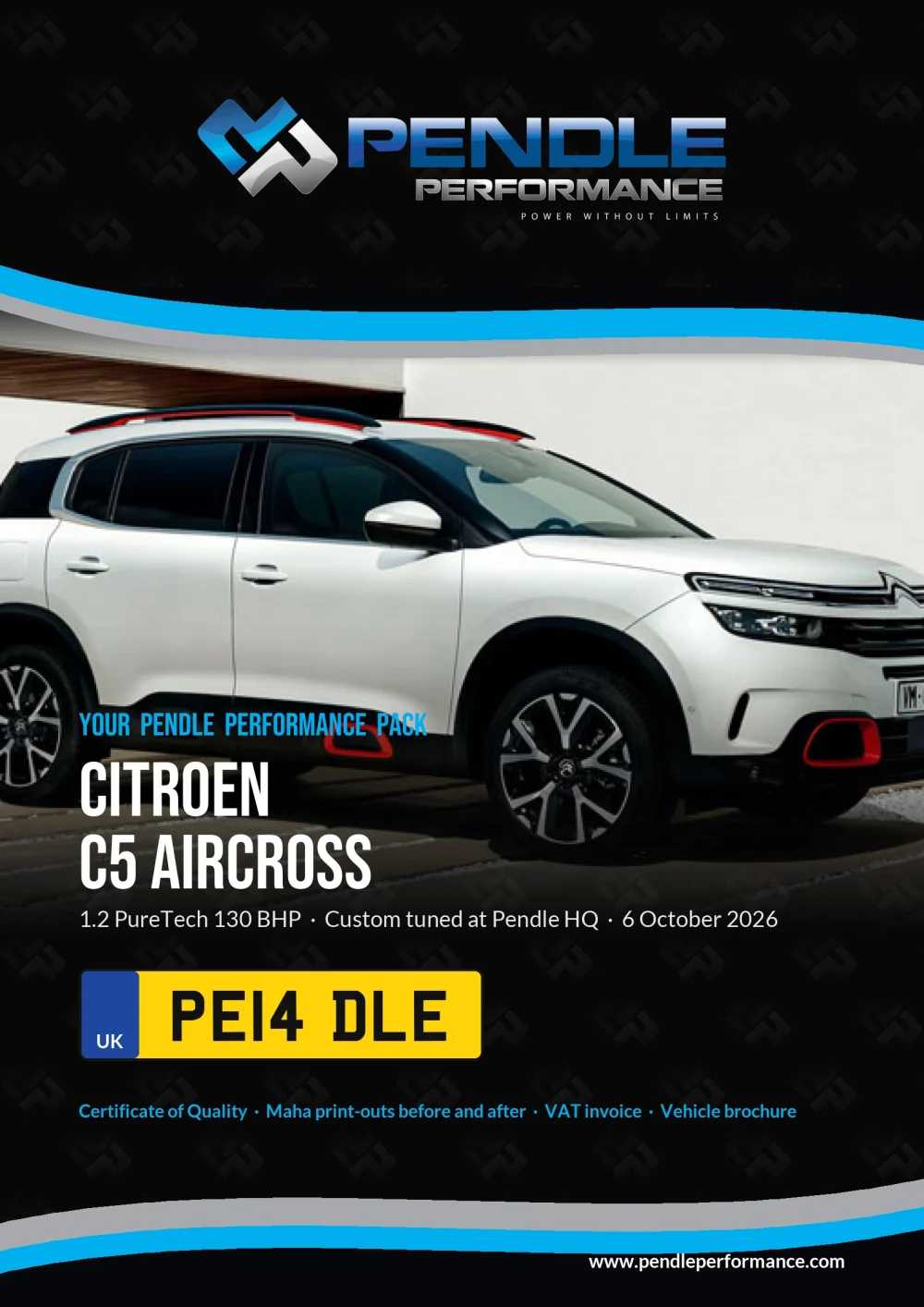 An example Pendle presentation pack for your C5 Aircross - the front cover