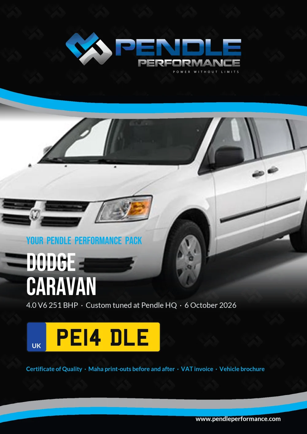 An example Pendle presentation pack for your Caravan - the front cover