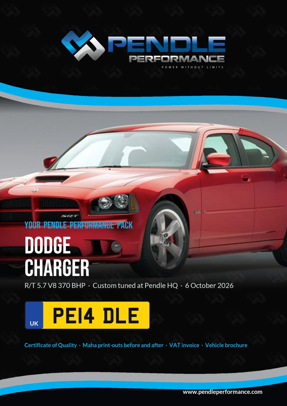 An example Pendle presentation pack for your Charger - the front cover
