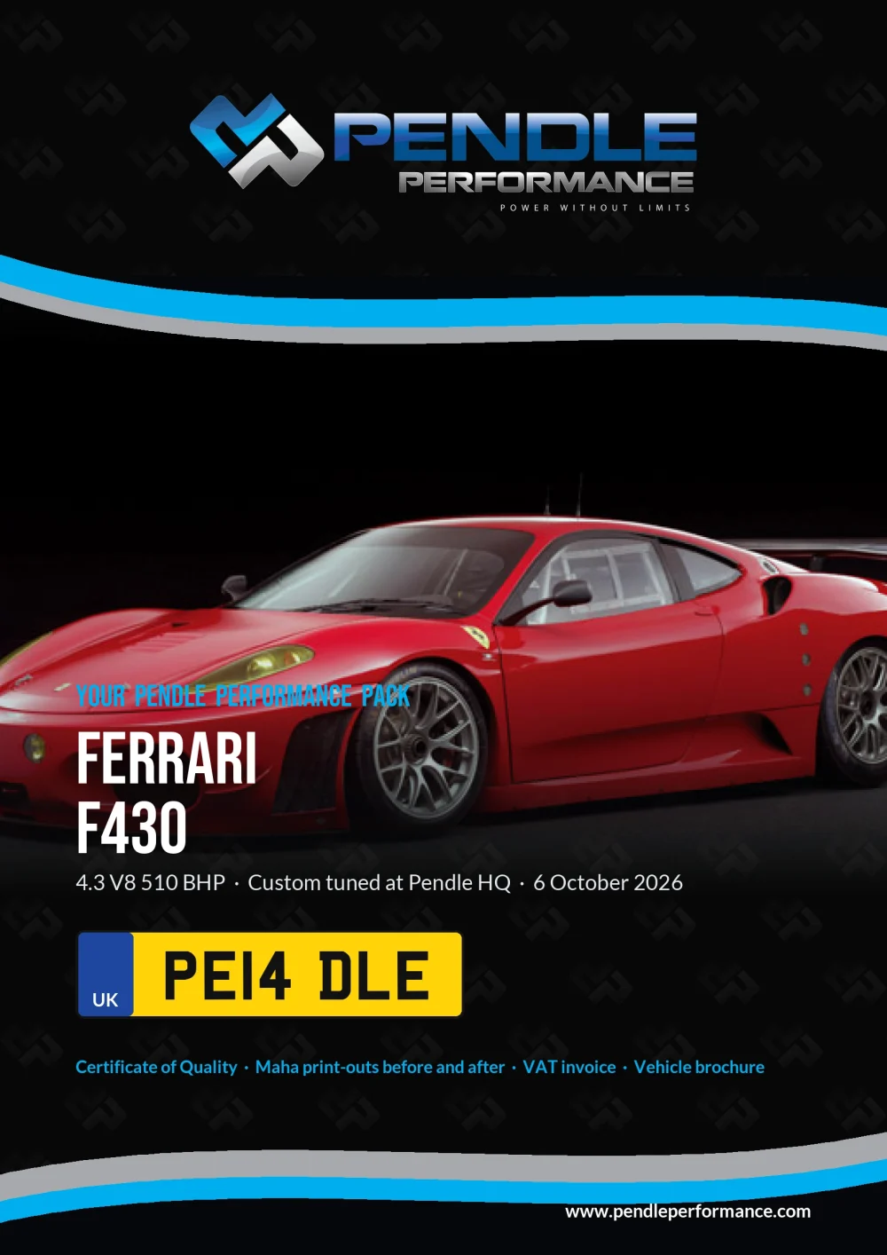 An example Pendle presentation pack for your F430 - the front cover
