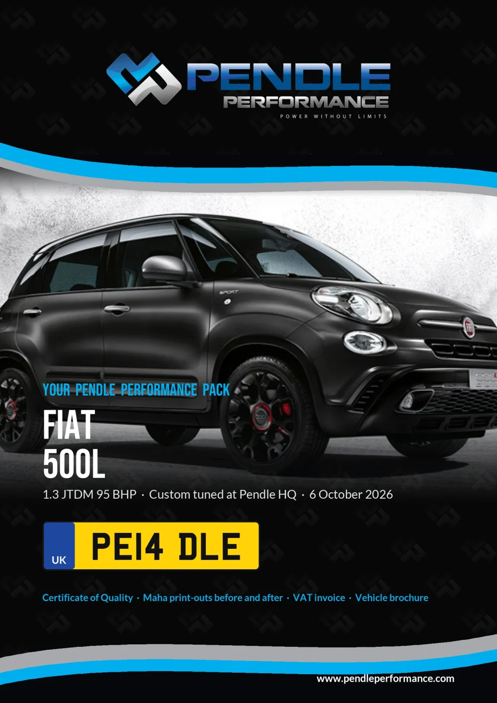 An example Pendle presentation pack for your 500L - the front cover