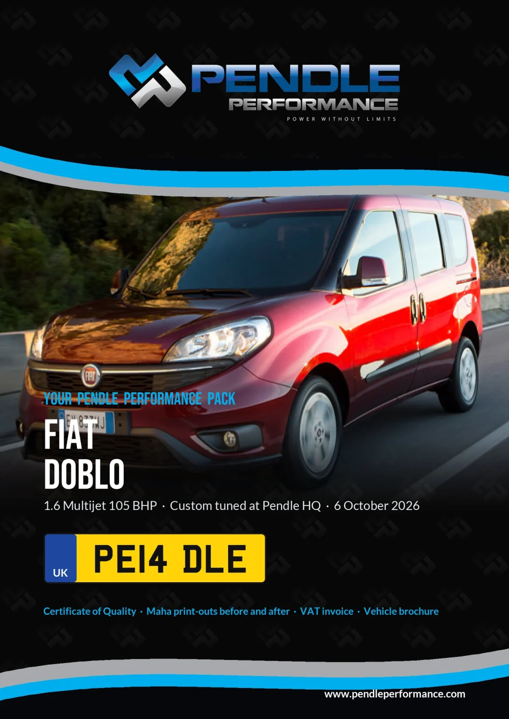 An example Pendle presentation pack for your Doblo - the front cover