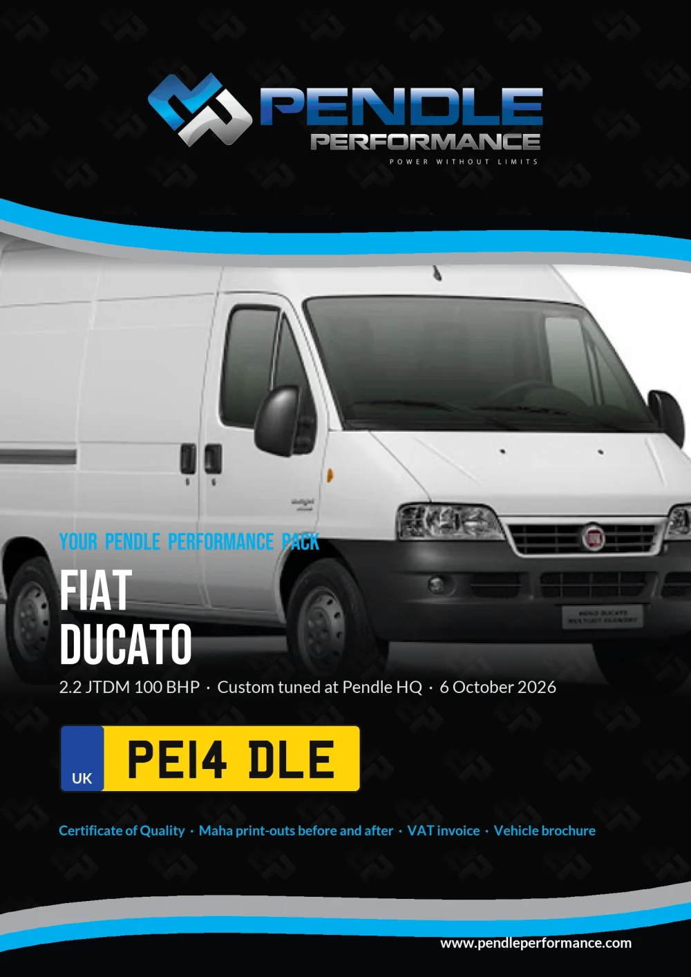An example Pendle presentation pack for your Ducato - the front cover