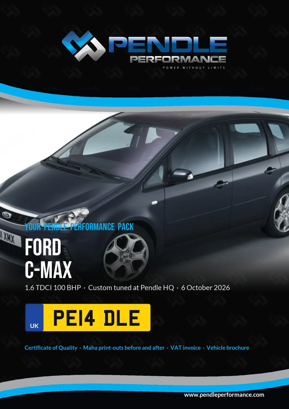 An example Pendle presentation pack for your C-Max - the front cover