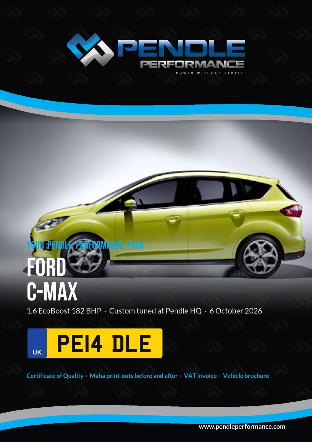 An example Pendle presentation pack for your C-Max - the front cover