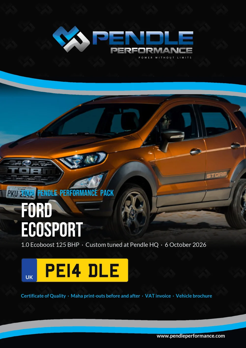 An example Pendle presentation pack for your EcoSport - the front cover