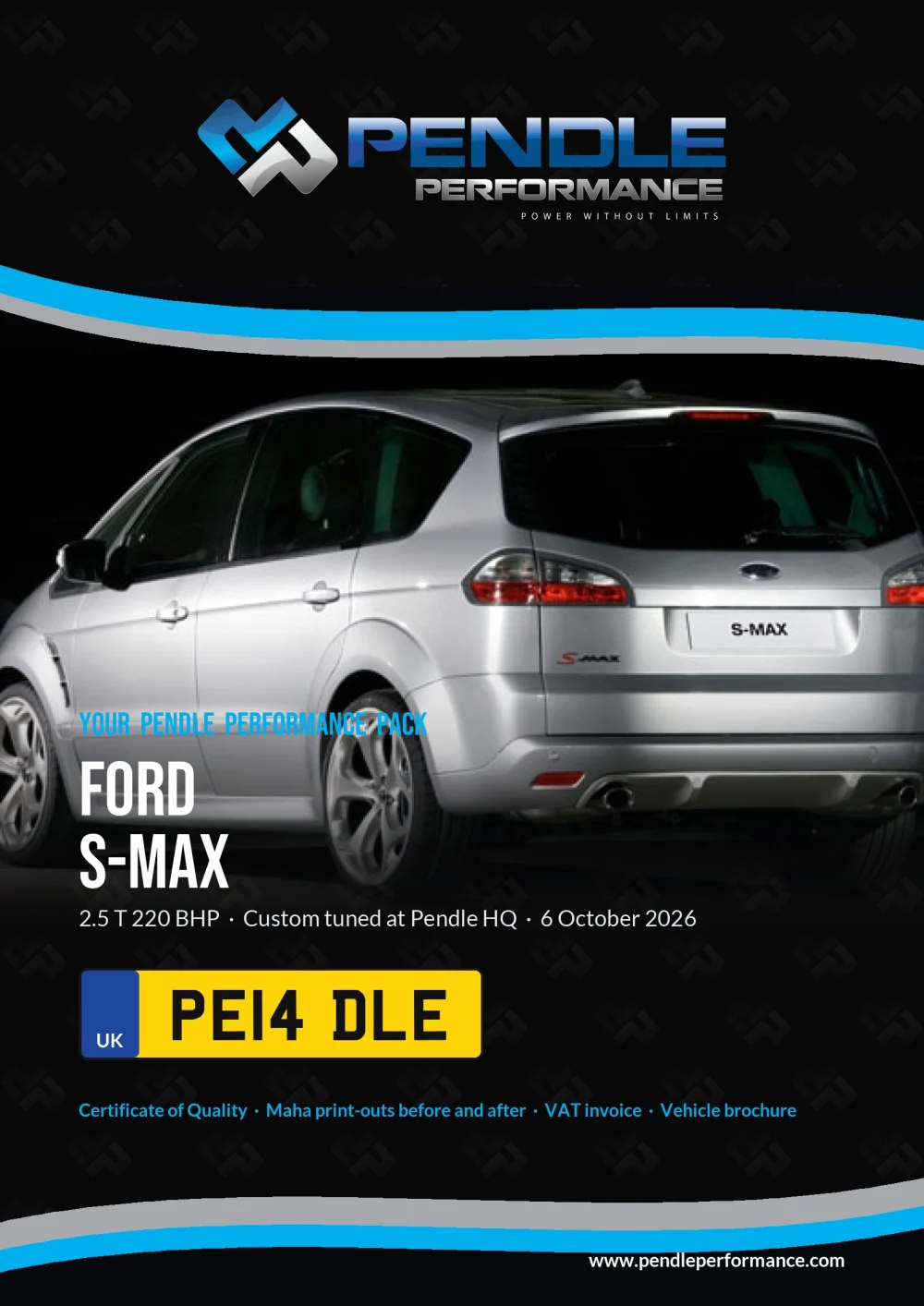 An example Pendle presentation pack for your S-Max - the front cover