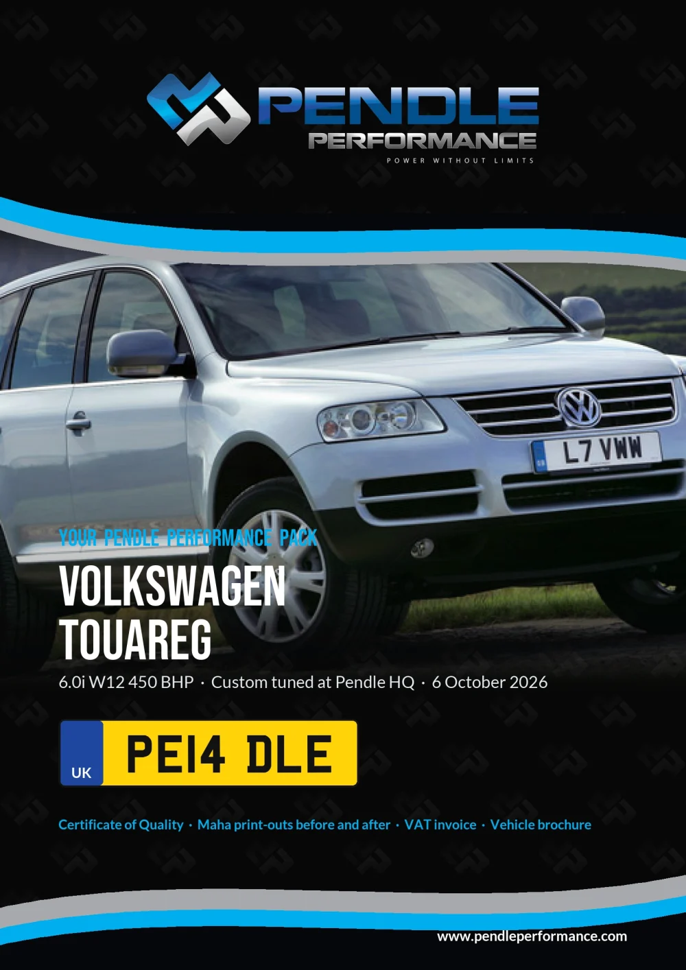 An example Pendle presentation pack for your Touareg - the front cover