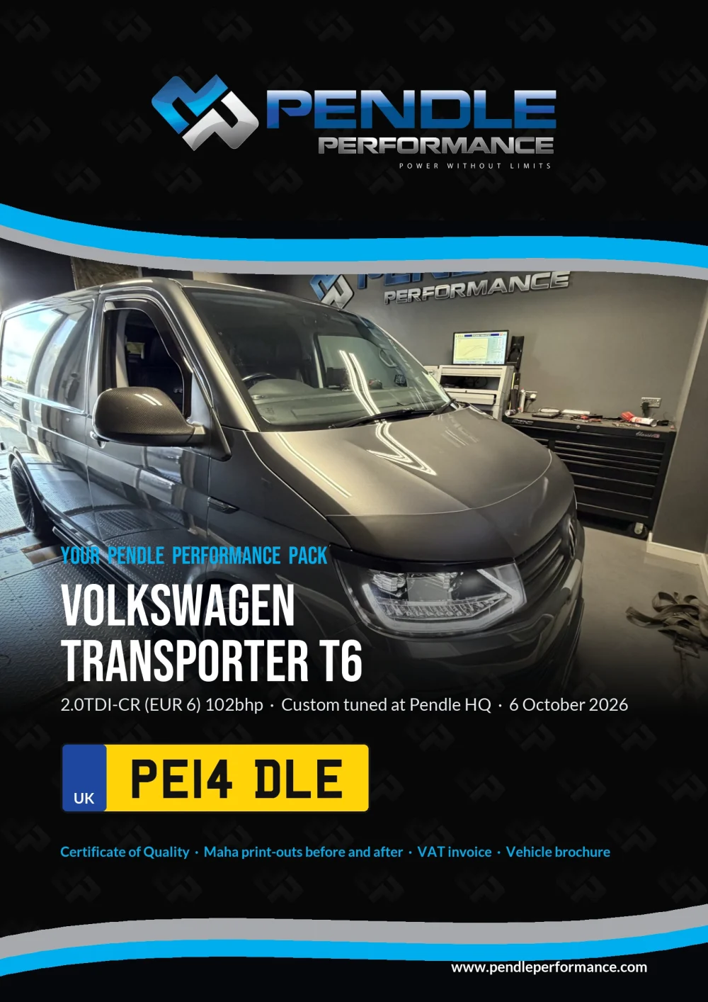An example Pendle presentation pack for your Transporter T6 - the front cover