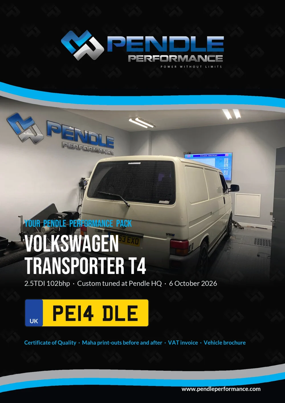 An example Pendle presentation pack for your Transporter T4 - the front cover