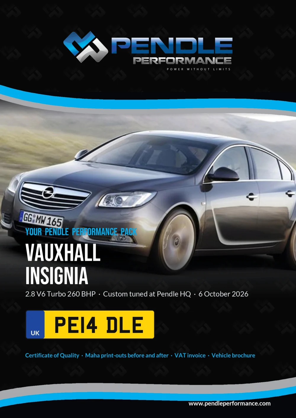 An example Pendle presentation pack for your Insignia - the front cover