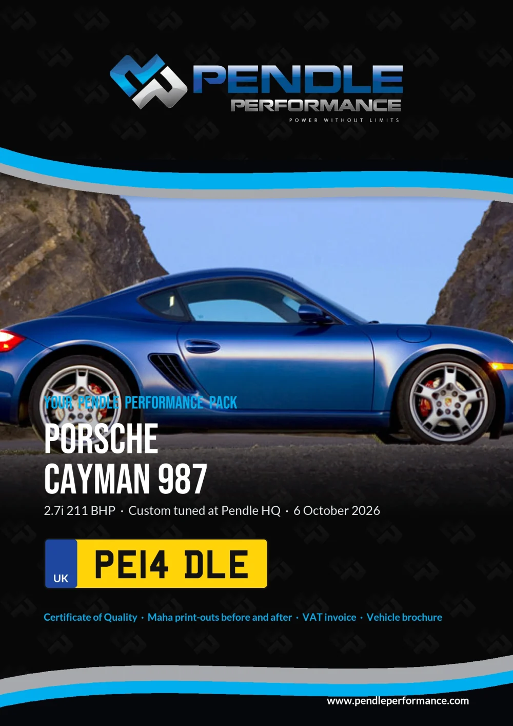 An example Pendle presentation pack for your Cayman 987 - the front cover