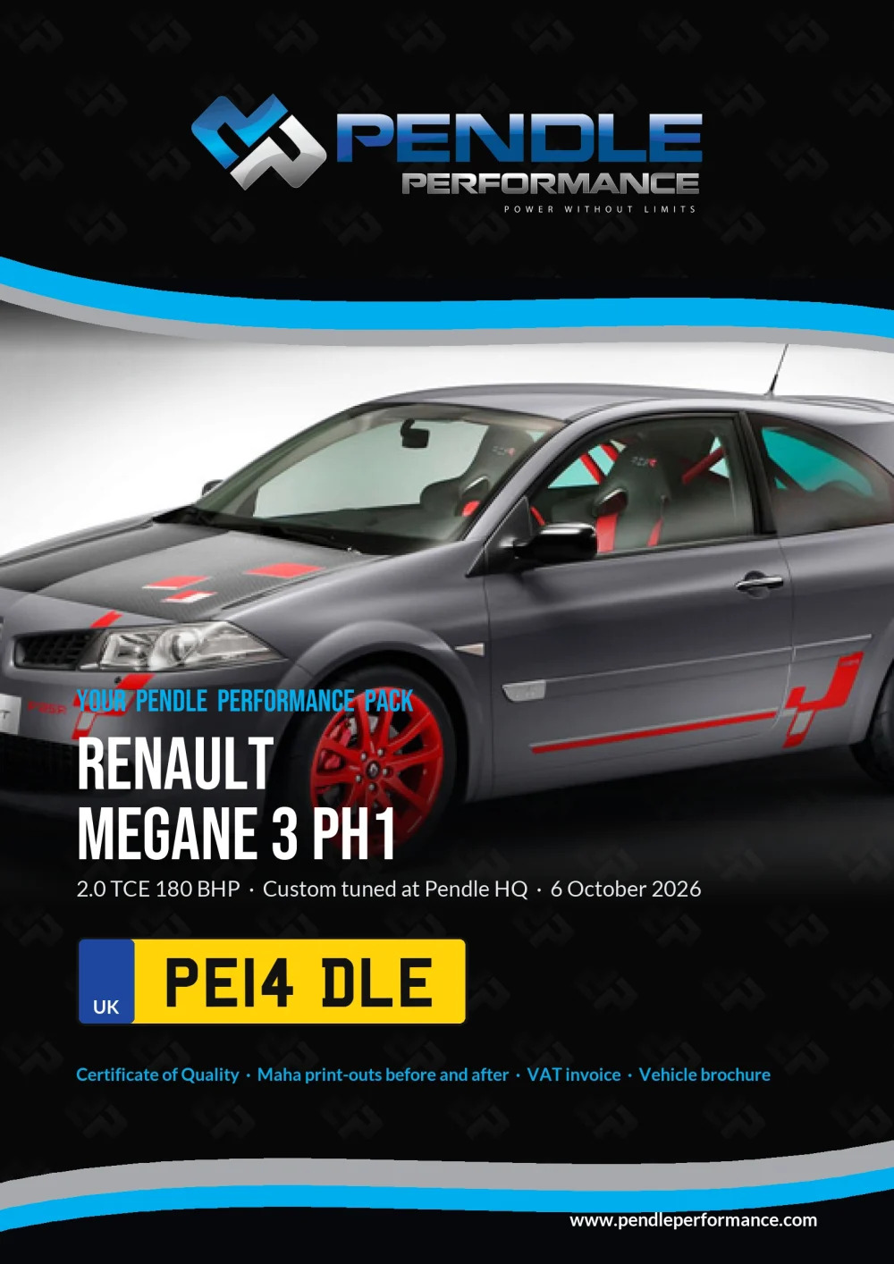 An example Pendle presentation pack for your Megane 3 ph1 - the front cover