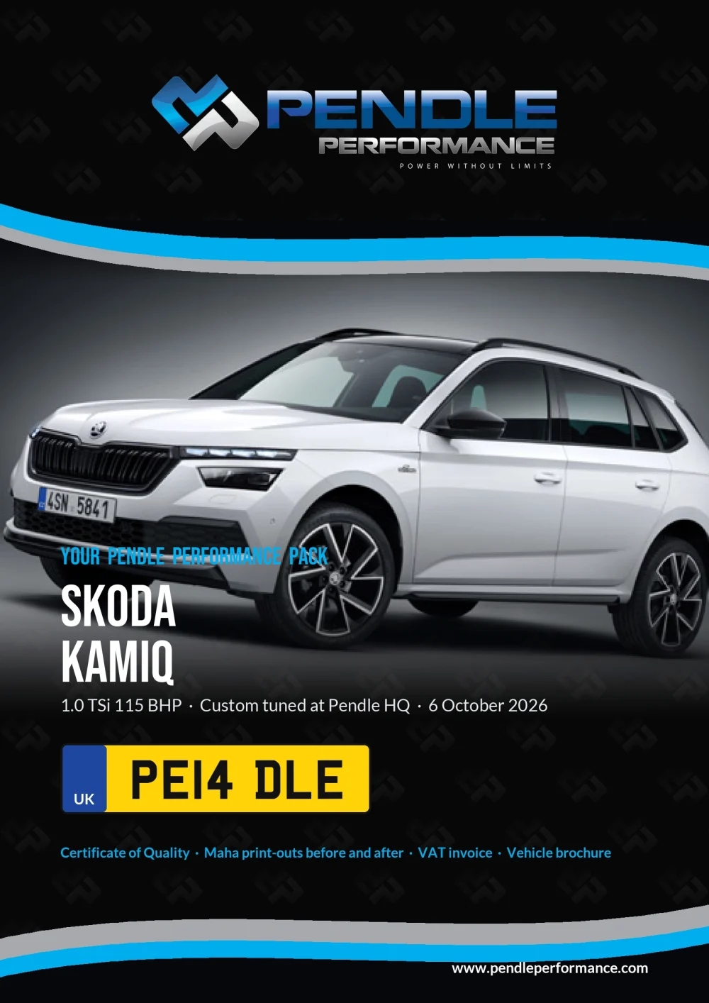 An example Pendle presentation pack for your Kamiq - the front cover