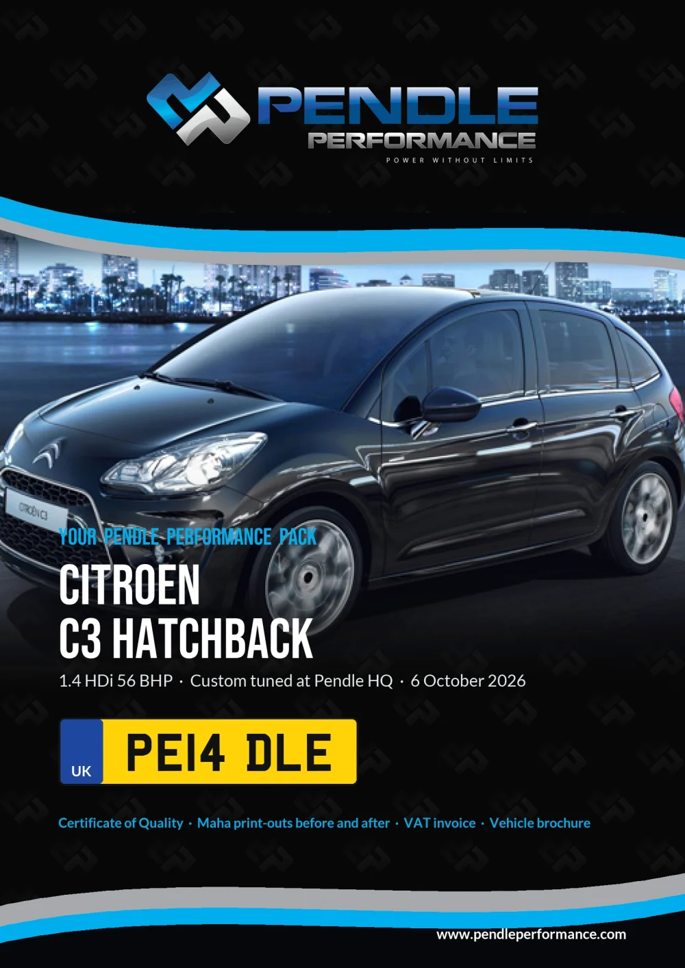 An example Pendle presentation pack for your C3 Hatchback - the front cover