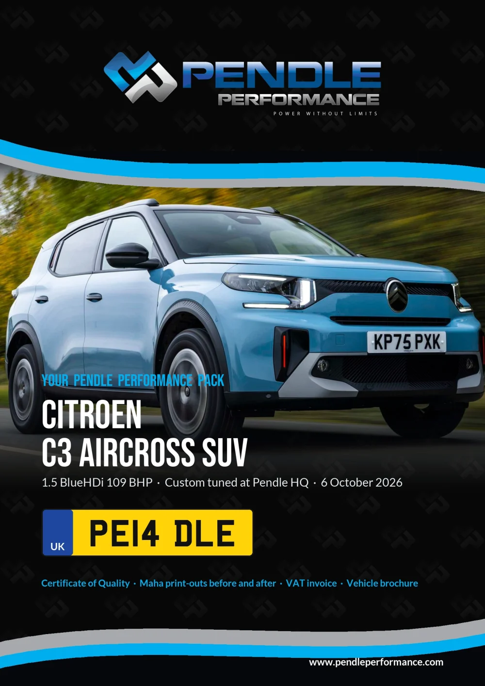 An example Pendle presentation pack for your C3 Aircross SUV - the front cover